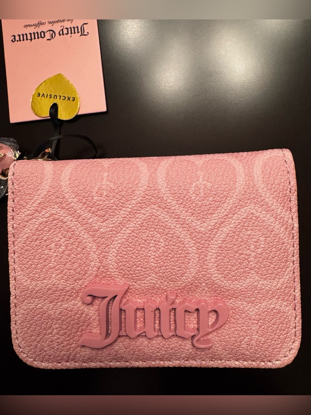 Juicy Couture Pink Card Holder with Raised Logo